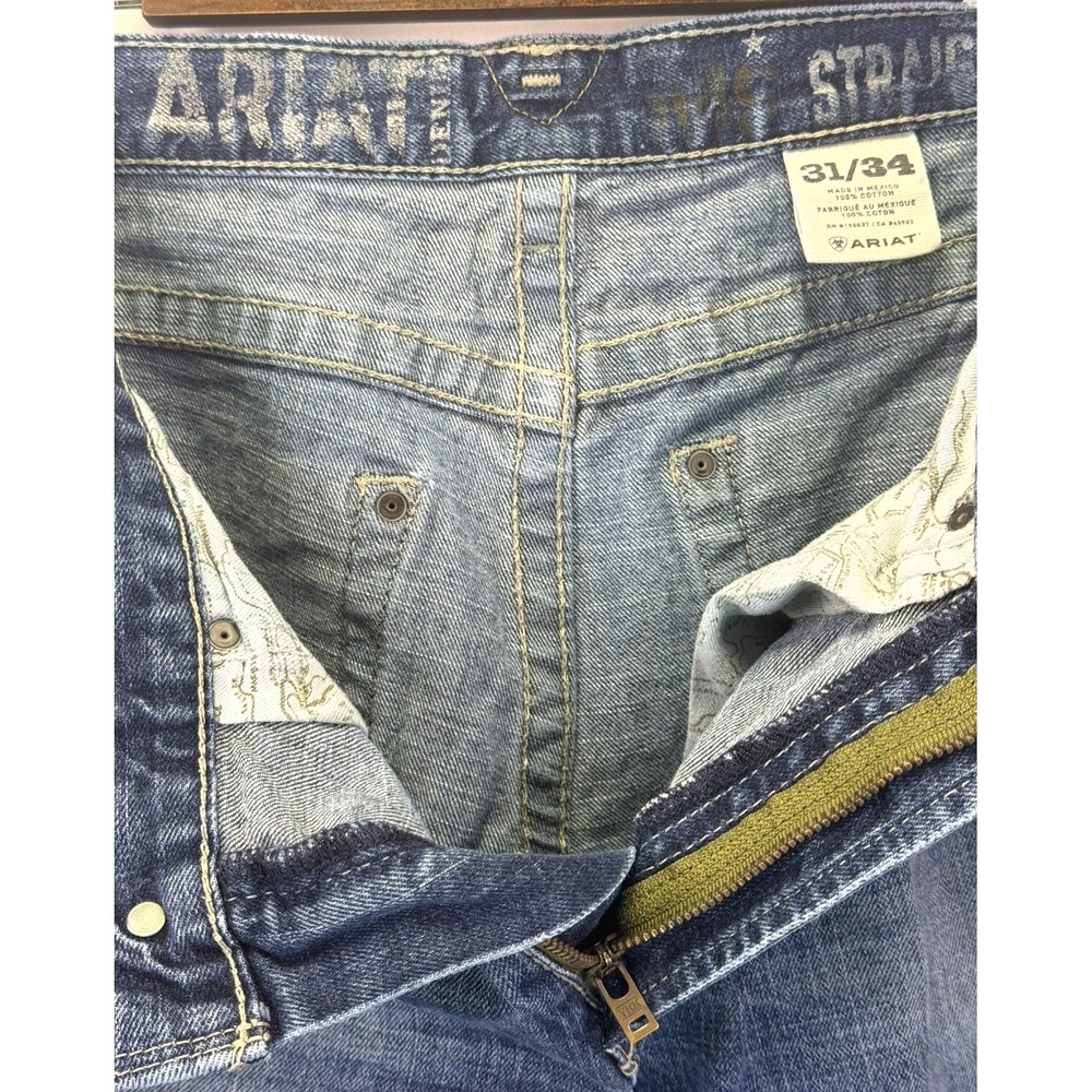 Ariat M5 Slim Outlaw Stackable Straight Leg Jeans Blue Thrashed Mens 31x34 - Picture 9 of 9